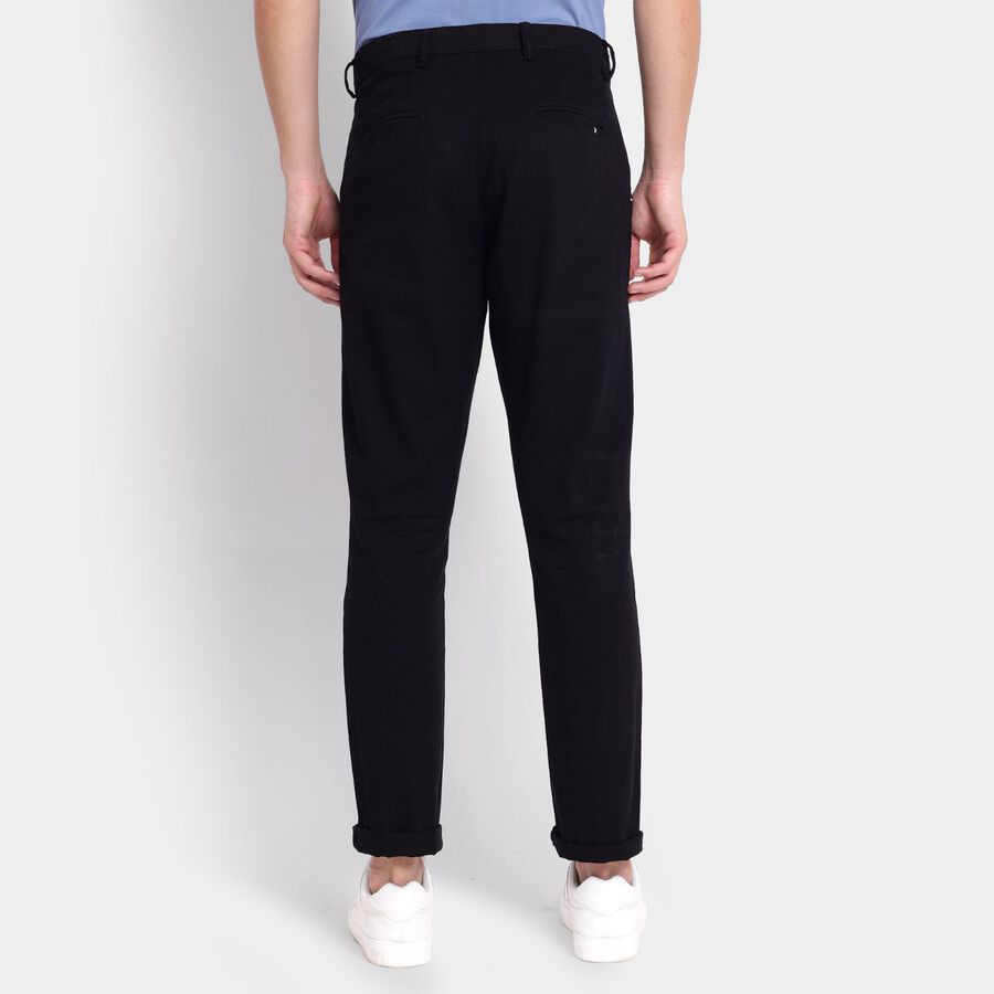 Men's 100% Cotton Slim Fit Casual Trousers, काला, large image number null