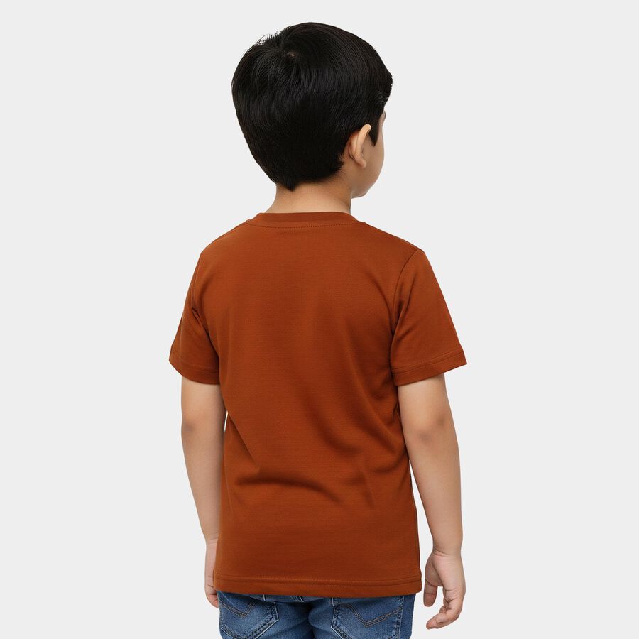 Boys' Half Sleeves T-Shirt, Brown, large