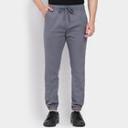 Men's Slim Fit Casual Trousers, मध्यम नीला, small