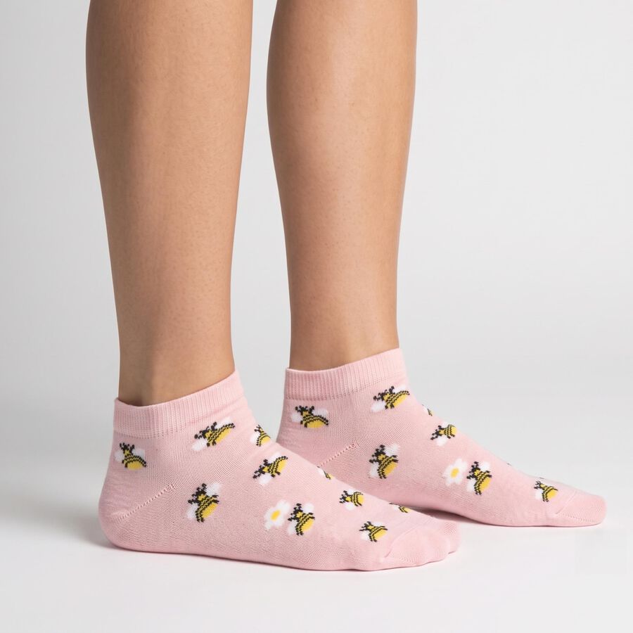 Women's Assorted Ankle Length Printed Pack of 3 Socks, चुनिंदा, large