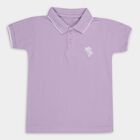 Boys' Soft Lavender Purple Polo Neck Half Sleeve T-Shirt, लाइलेक, small image number null
