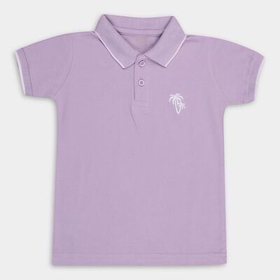 Boys' Soft Lavender Purple Polo Neck Half Sleeve T-Shirt