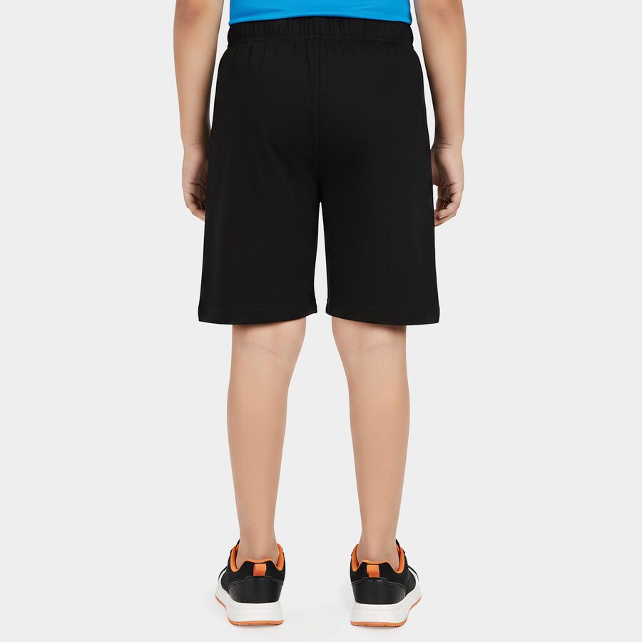 Boys Black Regular Fit Printed Bermuda Shorts, काला, large