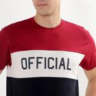 Men's Deep Burgundy Cotton Round Neck Colorblock T-Shirt, Maroon, small image number null