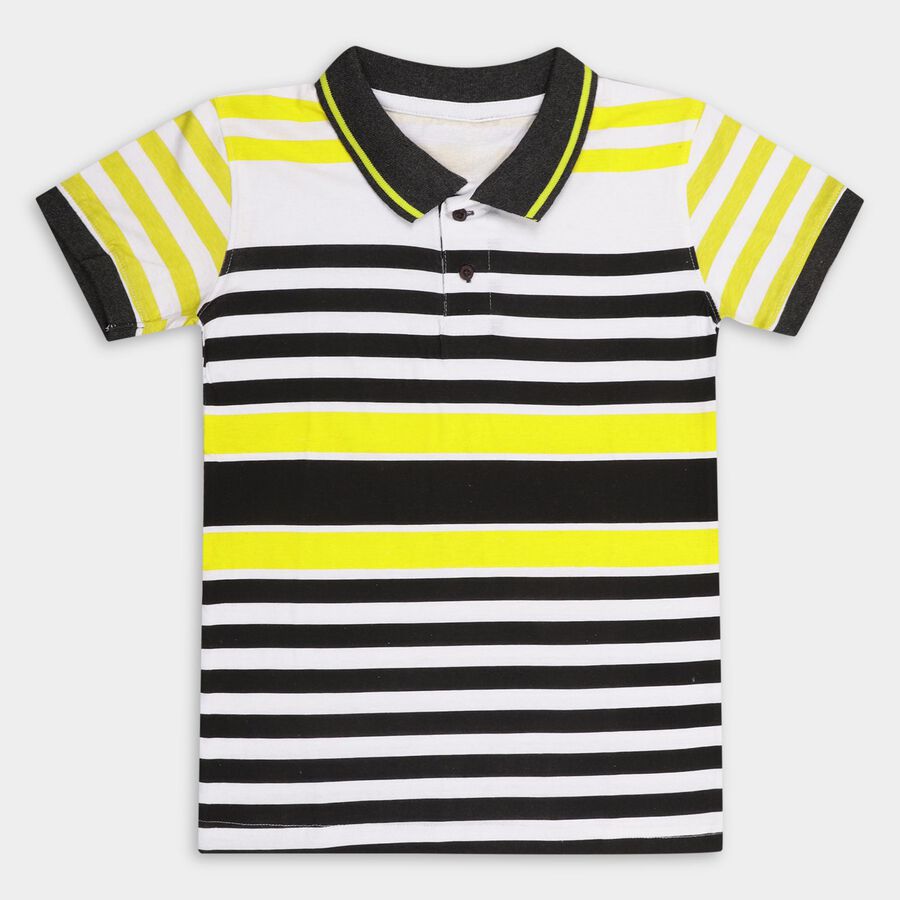 Boys' 100% Cotton Half Sleeves T-Shirt, पीला, large image number null