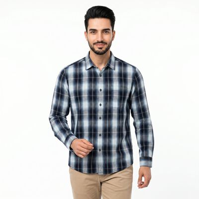 Men's Navy Blue Cotton Casual Shirt