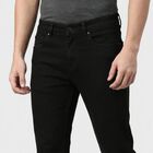 Men's Black Slim Fit Solid Jeans, काला, small