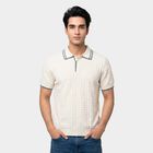 Men's Off White Cotton Polo Neck Polo T-Shirt, ऑफ व्हाइट, small
