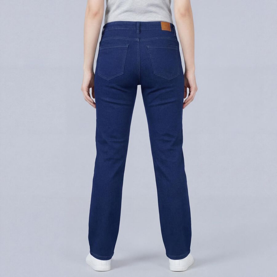 Women's Blue Skinny Fit High Rise Jeans, गहरा नीला, large