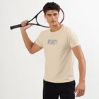 Men's Light Beige Crew Neck Athleisure T-Shirt, Beige, small image number null