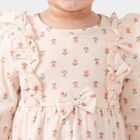 Infants' Beige Fit and Flare Floral Printed Frock, Beige, small