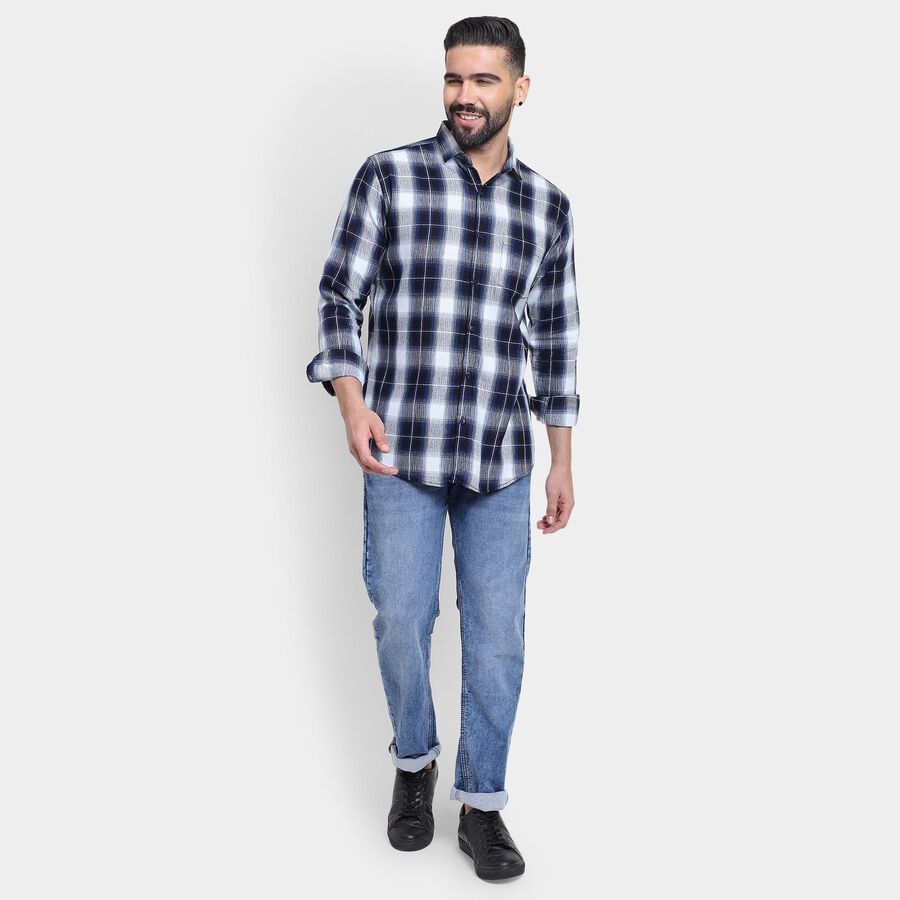 Men's 100% Cotton Casual Shirt , Navy Blue, large image number null