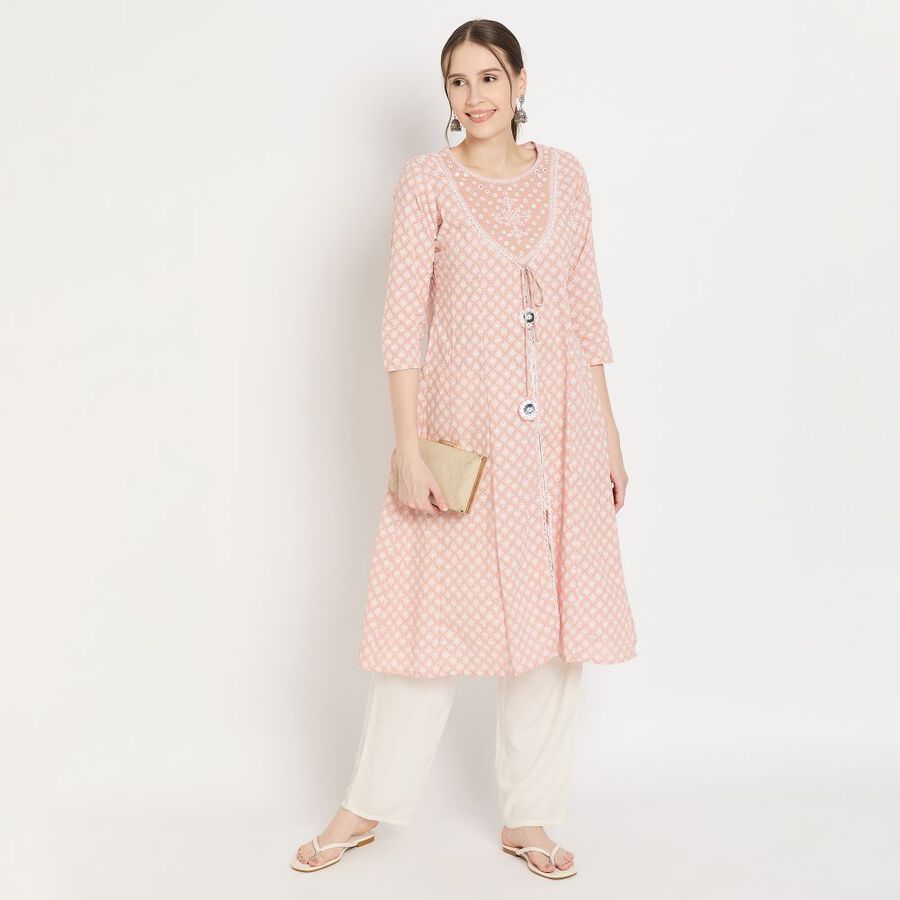 Ladies' Cotton Kurta, हल्का गुलाबी, large image number null