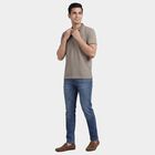 Men's Beige Cotton Polo Collar Classic T-Shirt, Beige, small