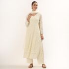 Women's Cream V-Neck Embroidered Kurta, ऑफ व्हाइट, small image number null