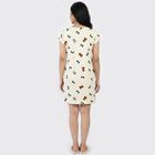 Women's Cream Round Neck T-Shirt Style Nighty, Off White, small