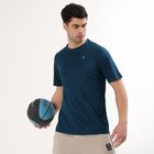 Men's Deep Teal Crew Neck Athleisure T-Shirt, टील ब्लू, small
