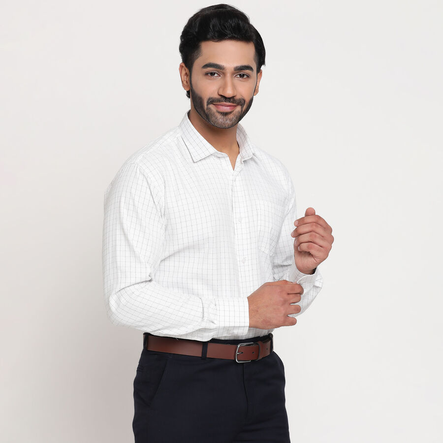 Checks Formal Shirt, White, large image number null