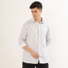 Men's Rich Eggshell White Floral Classic Casual Shirt, White, small image number null
