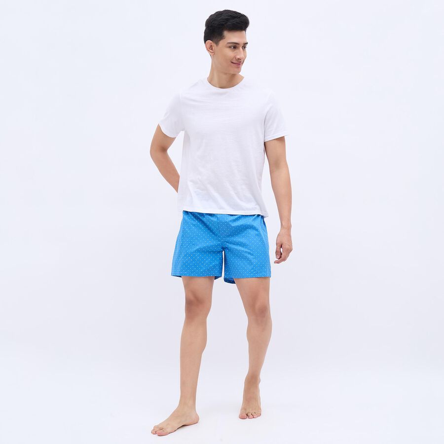 Men's 100% Cotton Boxers, मध्यम नीला, large image number null
