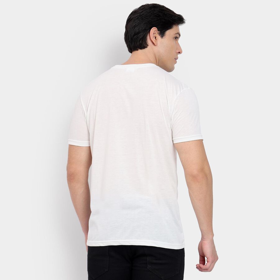 Men's Round Neck Half Sleeves T-Shirt, White, large image number null