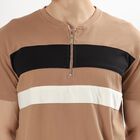 Men's Muted Beige Henley Neck Casual T-Shirt, गहरा पीला, small image number null