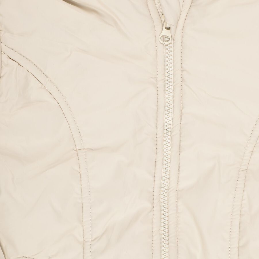 Girls' Soft Beige Hooded Casual Jacket, Beige, large image number null