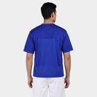 Men's Blue Round Neck Athleisure T-Shirt, Royal Blue, small