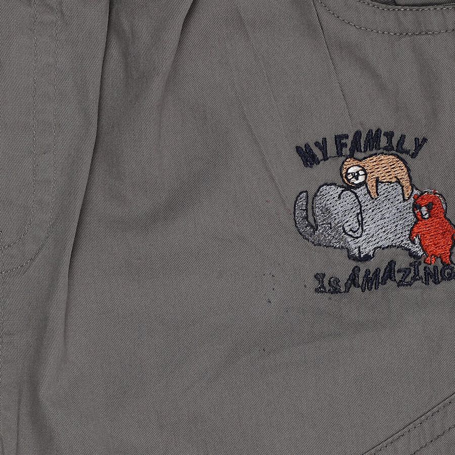 Infants Muted Charcoal Grey Elastic Waist Jogger Trousers, हल्का ग्रे, large image number null