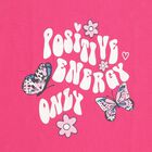 Girls' Bright Pink Cotton Round Neck Casual T-Shirt, रानी (फ्यूशिया), small image number null