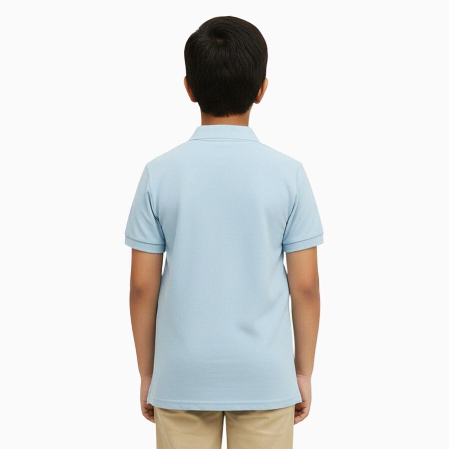 Boys Light Powder Blue Polo Neck Casual T-Shirt, हल्का नीला, large