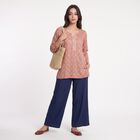 Women's Purple Round Neck Printed Straight Kurti, बैंगनी, small