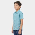 Boys Light Blue Floral Regular Fit Casual Shirt, Light Blue, small