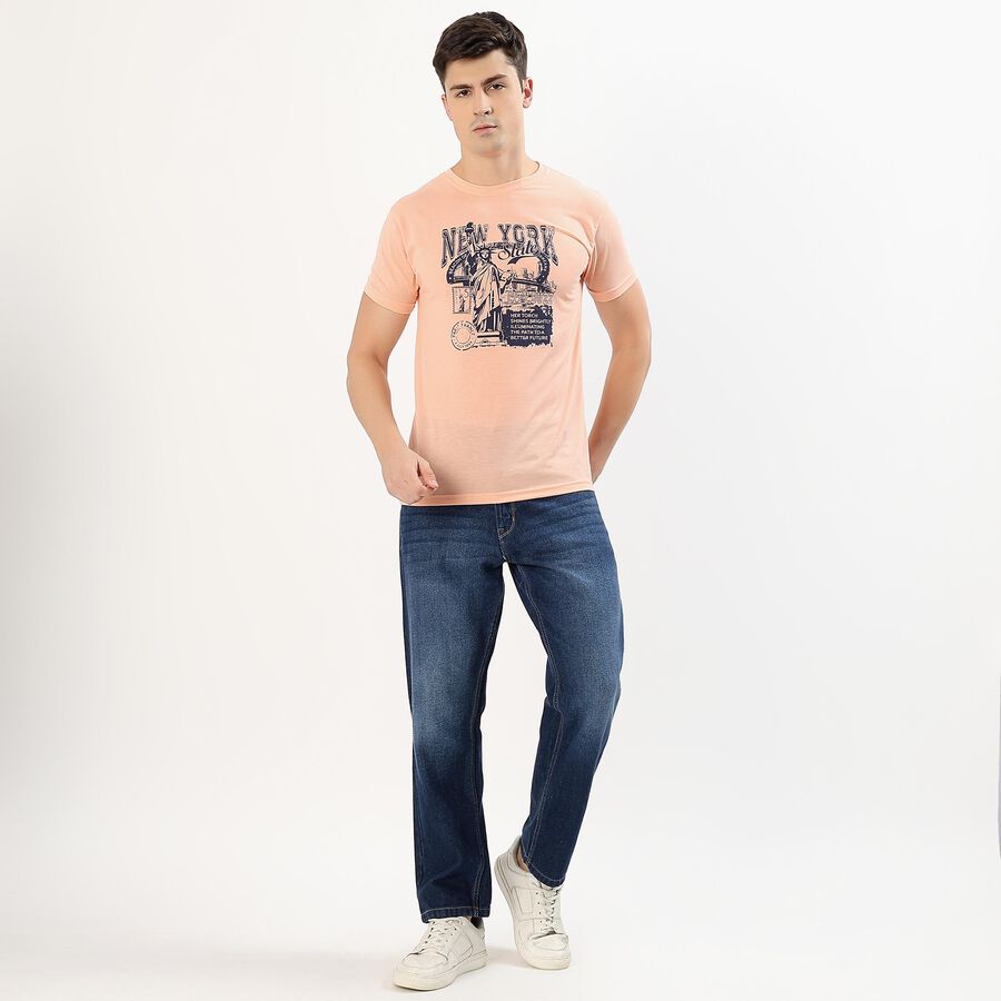 Men's Stonewashed Blue Straight Fit Jeans, Dark Blue, large image number null