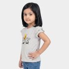 Girls Grey Round Neck Regular T-Shirt, Melange Light Grey, small
