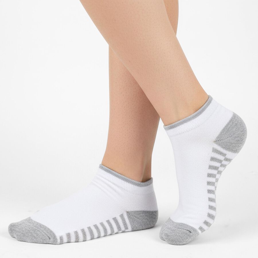 Boys' White and Navy Ankle-Length Striped and Logo Socks Pack of 2, सफ़ेद, large image number null