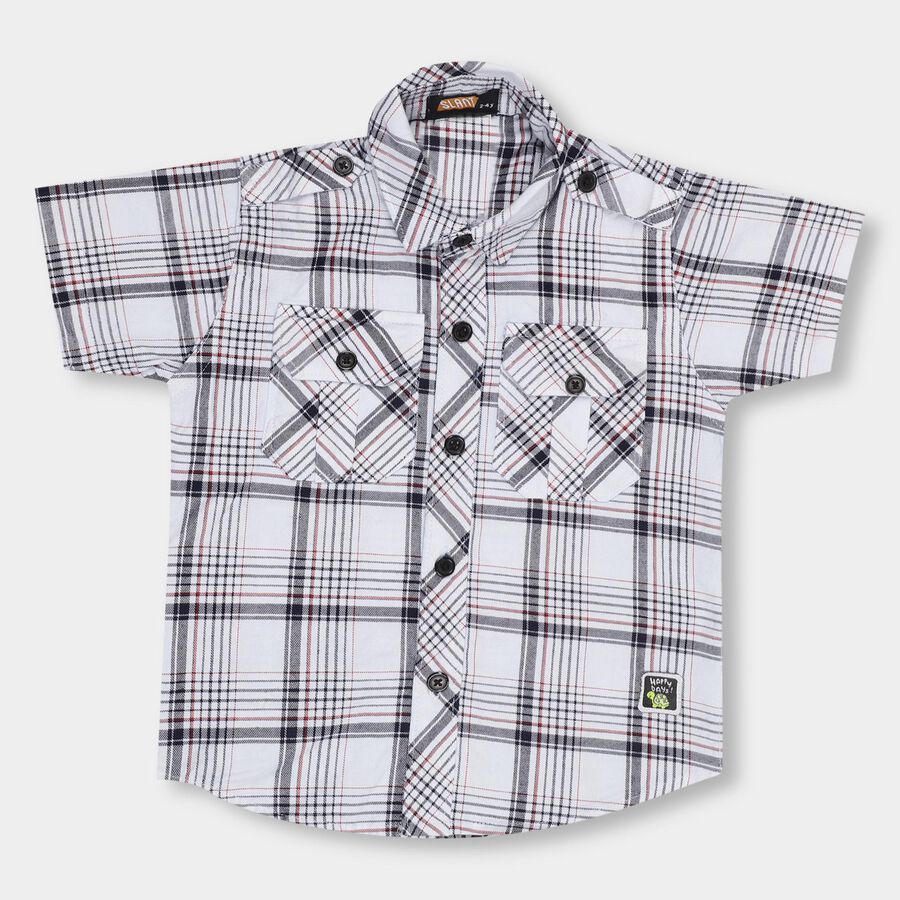 Boys' 100% Cotton Casual Shirt , सफ़ेद, large image number null