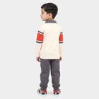 Boys' Off White Cotton Polo Neck Colorblocked Baba Suit, ऑफ व्हाइट, small