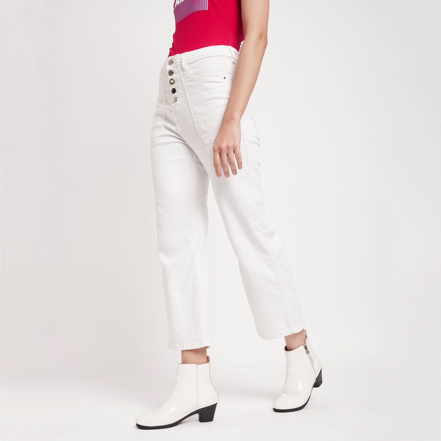 Overdyed High Rise Flared Jeans, White, large image number null