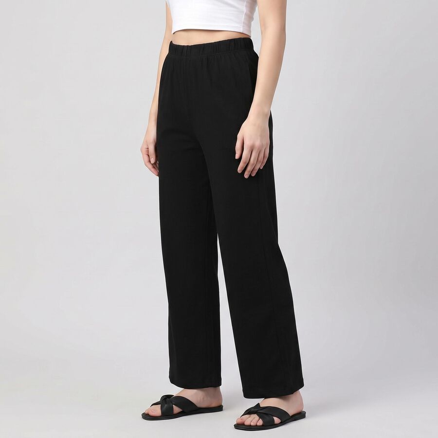 Women's Black Palazzos, काला, large