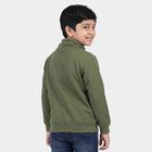 Boys' Olive Green Hooded Neck Graphic Print Sweatshirt, ओलिव, small