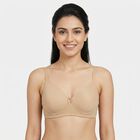 Women's Beige T-Shirt Padded Wired Bra, गहरा पीला, small