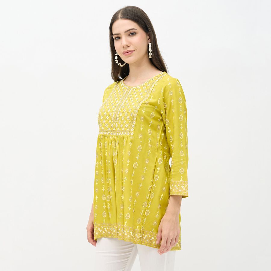 Women's Light Sage Green Round Neck Straight Kurti, हल्का हरा, large