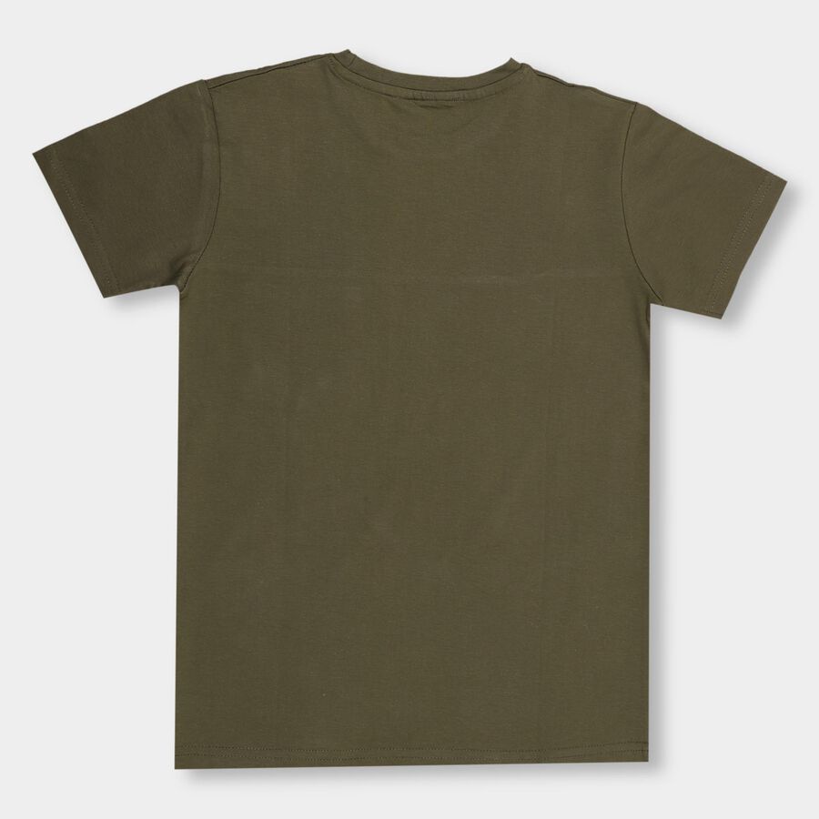 Boys' 100% Cotton Half Sleeves T-Shirt, Olive, large image number null