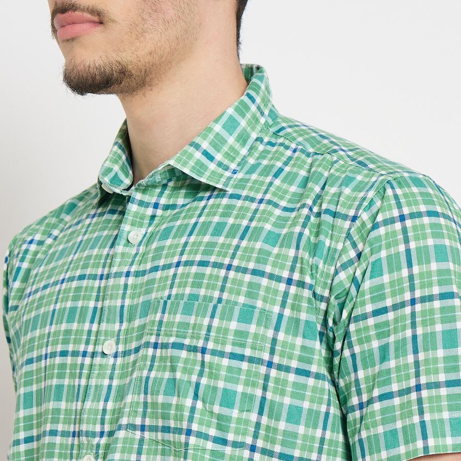 Men's 100% Cotton Casual Shirt , हल्का हरा, large