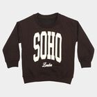 Boys' Brown Crew Neck Graphic Print Sweatshirt, Brown, small