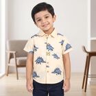 Boys Cream Cotton Collar Casual Shirt, Off White, small
