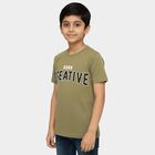 Boys' Olive Round Neck Casual T-Shirt, Olive, small image number null