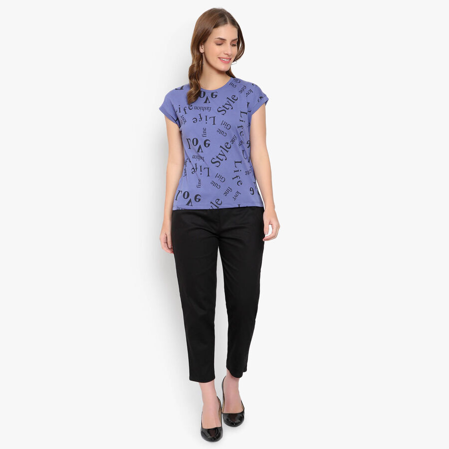 Round Neck T-Shirt, नीला, large image number null
