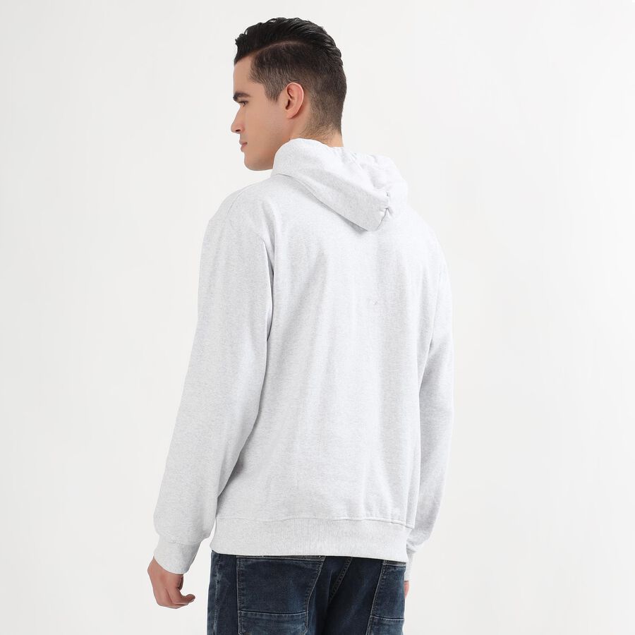 Men's Light Grey Hooded Neck Casual Sweatshirt, मिश्रित हल्का ग्रे, large image number null
